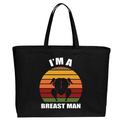 Thanksgiving Day I’m A Breast Man Turkey Cotton Canvas Jumbo Tote