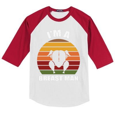 Thanksgiving Day I’m A Breast Man Turkey Kids Colorblock Raglan Jersey