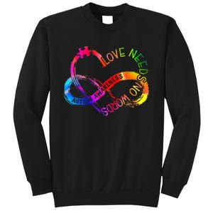 Tie Dye Infinity Heart Love Autism Awareness Needs No Words Sweatshirt