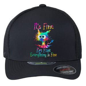 Tie Dye It's Fine I'm Fine Everything Is Fine Funny Cat Flexfit Unipanel Trucker Cap