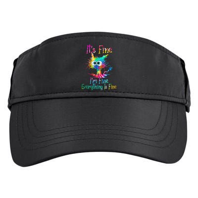 Tie Dye It's Fine I'm Fine Everything Is Fine Funny Cat Adult Drive Performance Visor