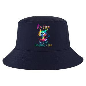 Tie Dye It's Fine I'm Fine Everything Is Fine Funny Cat Cool Comfort Performance Bucket Hat