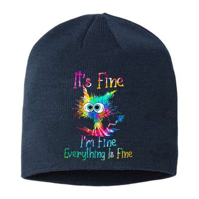 Tie Dye It's Fine I'm Fine Everything Is Fine Funny Cat Sustainable Beanie