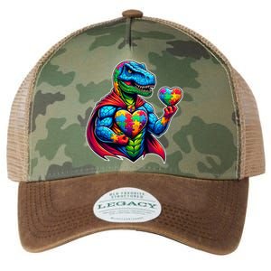 Trex Dino I Am A Warrior Autism Awareness Gift Legacy Tie Dye Trucker Hat