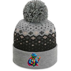 Trex Dino I Am A Warrior Autism Awareness Gift The Baniff Cuffed Pom Beanie