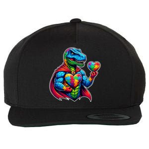 Trex Dino I Am A Warrior Autism Awareness Gift Wool Snapback Cap