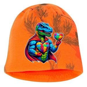 Trex Dino I Am A Warrior Autism Awareness Gift Kati - Camo Knit Beanie