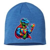 Trex Dino I Am A Warrior Autism Awareness Gift Sustainable Beanie