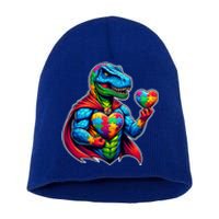 Trex Dino I Am A Warrior Autism Awareness Gift Short Acrylic Beanie