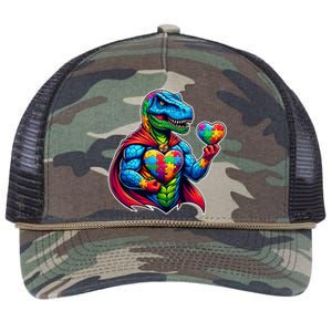 Trex Dino I Am A Warrior Autism Awareness Gift Retro Rope Trucker Hat Cap