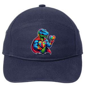 Trex Dino I Am A Warrior Autism Awareness Gift 7-Panel Snapback Hat