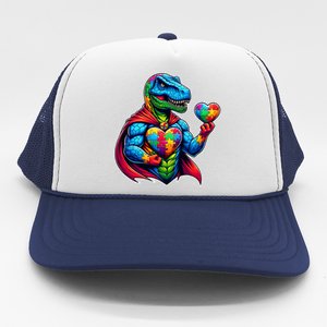 Trex Dino I Am A Warrior Autism Awareness Gift Trucker Hat