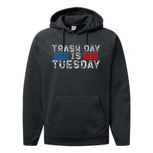 Trash Day Is Tuesday Trump Garbage Truck Love America Performance Fleece Hoodie