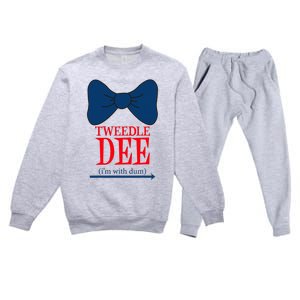 Tweedle Dee I_m With Dum Lazy Couple Halloween Costumes Premium Crewneck Sweatsuit Set