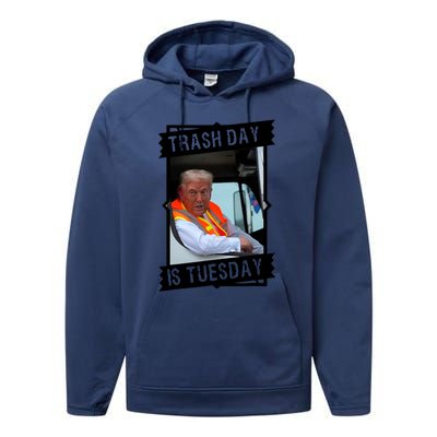 Trash Day Is Tuesday Trump Garbage Truck Love America Performance Fleece Hoodie