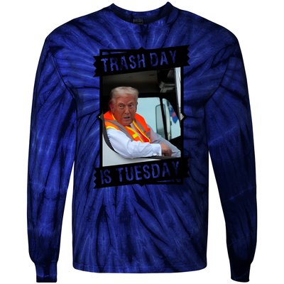 Trash Day Is Tuesday Trump Garbage Truck Love America Tie-Dye Long Sleeve Shirt