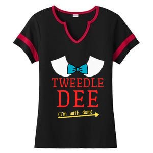 Tweedle Dee IM With Dum Couple & Friends Funny Lazy Costume Ladies Halftime Notch Neck Tee