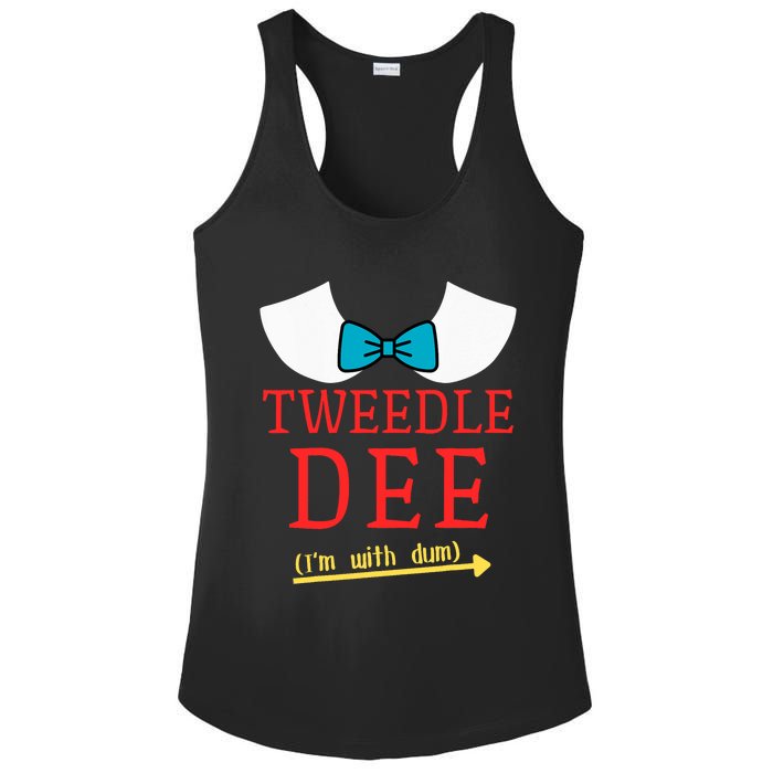 Tweedle Dee IM With Dum Couple & Friends Funny Lazy Costume Ladies PosiCharge Competitor Racerback Tank