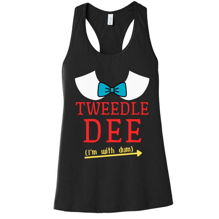 Tweedle Dee IM With Dum Couple & Friends Funny Lazy Costume Women's Racerback Tank