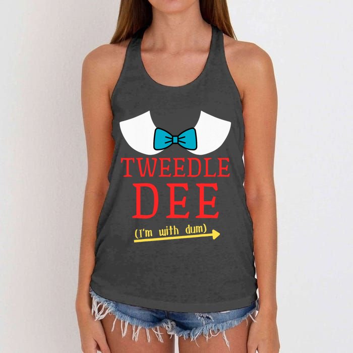 Tweedle Dee IM With Dum Couple & Friends Funny Lazy Costume Women's Knotted Racerback Tank