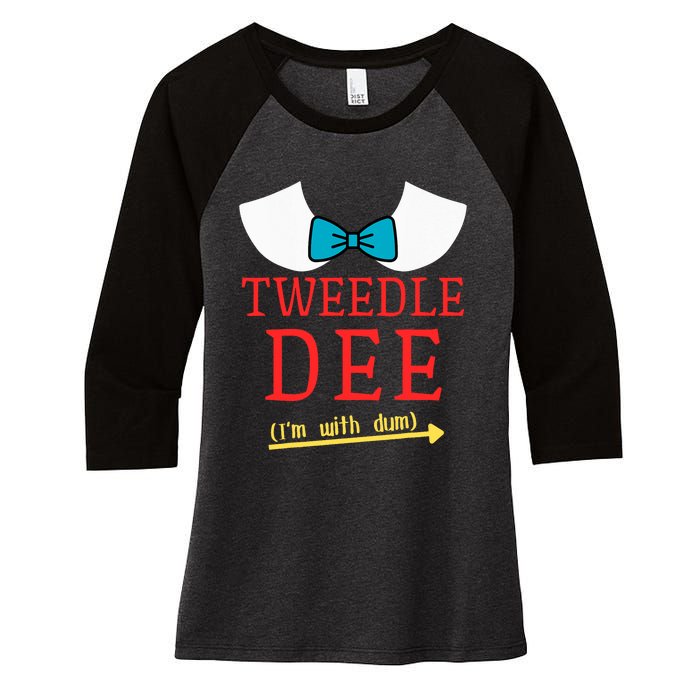 Tweedle Dee IM With Dum Couple & Friends Funny Lazy Costume Women's Tri-Blend 3/4-Sleeve Raglan Shirt