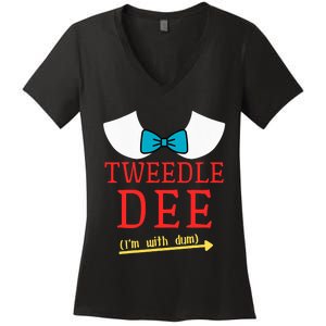 Tweedle Dee IM With Dum Couple & Friends Funny Lazy Costume Women's V-Neck T-Shirt