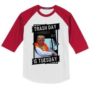 Trash Day Is Tuesday Trump Garbage Truck Love America Kids Colorblock Raglan Jersey