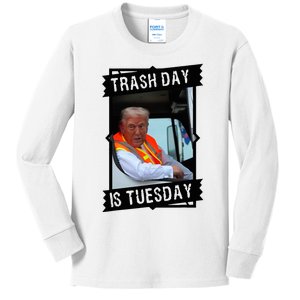 Trash Day Is Tuesday Trump Garbage Truck Love America Kids Long Sleeve Shirt