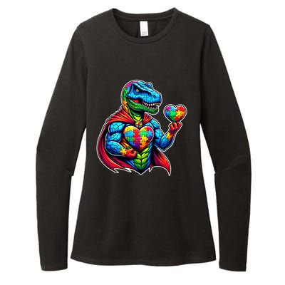 Trex Dino I Am A Warrior Autism Awareness Cute Gift Womens CVC Long Sleeve Shirt