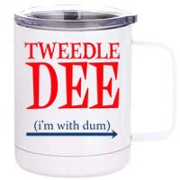 Tweedle Dee IM With Dum Lazy Couple Halloween 12 oz Stainless Steel Tumbler Cup