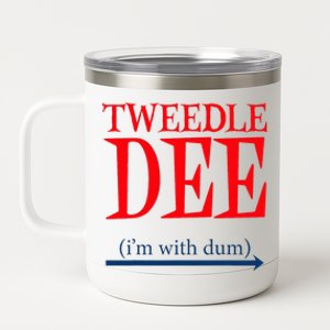 Tweedle Dee IM With Dum Lazy Couple Halloween 12 oz Stainless Steel Tumbler Cup