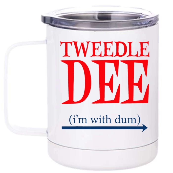 Tweedle Dee IM With Dum Lazy Couple Halloween 12 oz Stainless Steel Tumbler Cup