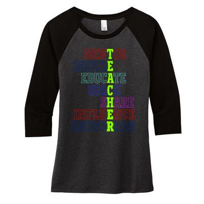 Teacher Definition Inspirational Women's Tri-Blend 3/4-Sleeve Raglan Shirt