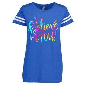 Tie Dye I Believe In You Teacher Testing Day Gift Enza Ladies Jersey Football T-Shirt