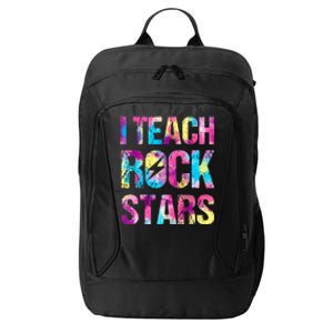 tie dye I Teach Rockstars Funny Music Teacher City Backpack