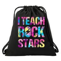 tie dye I Teach Rockstars Funny Music Teacher Drawstring Bag