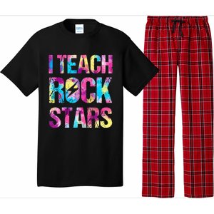 tie dye I Teach Rockstars Funny Music Teacher Pajama Set