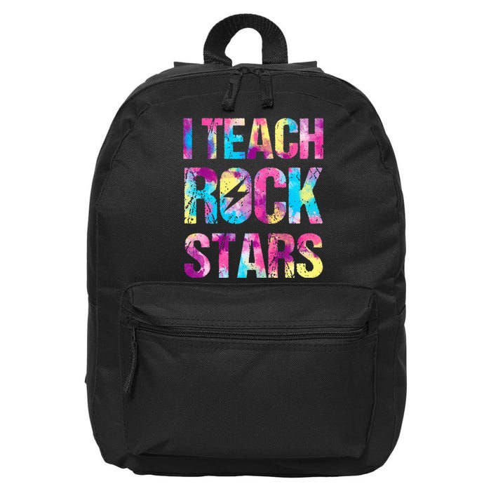 tie dye I Teach Rockstars Funny Music Teacher 16 in Basic Backpack