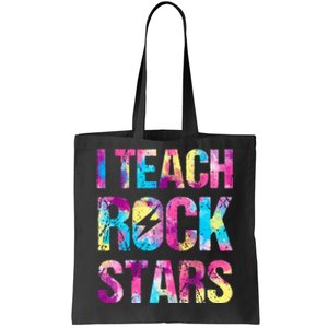 tie dye I Teach Rockstars Funny Music Teacher Tote Bag