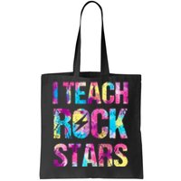 tie dye I Teach Rockstars Funny Music Teacher Tote Bag