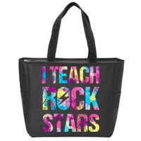 tie dye I Teach Rockstars Funny Music Teacher Zip Tote Bag