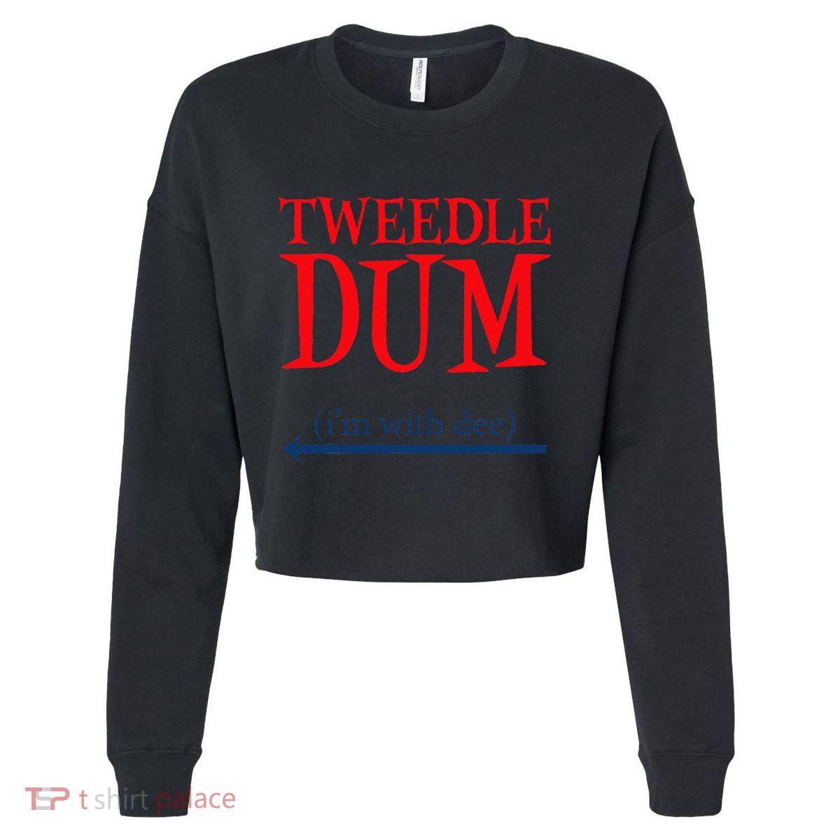 Tweedle Dum IM With Dee Lazy Couple Halloween Costumes Cropped Pullover Crew