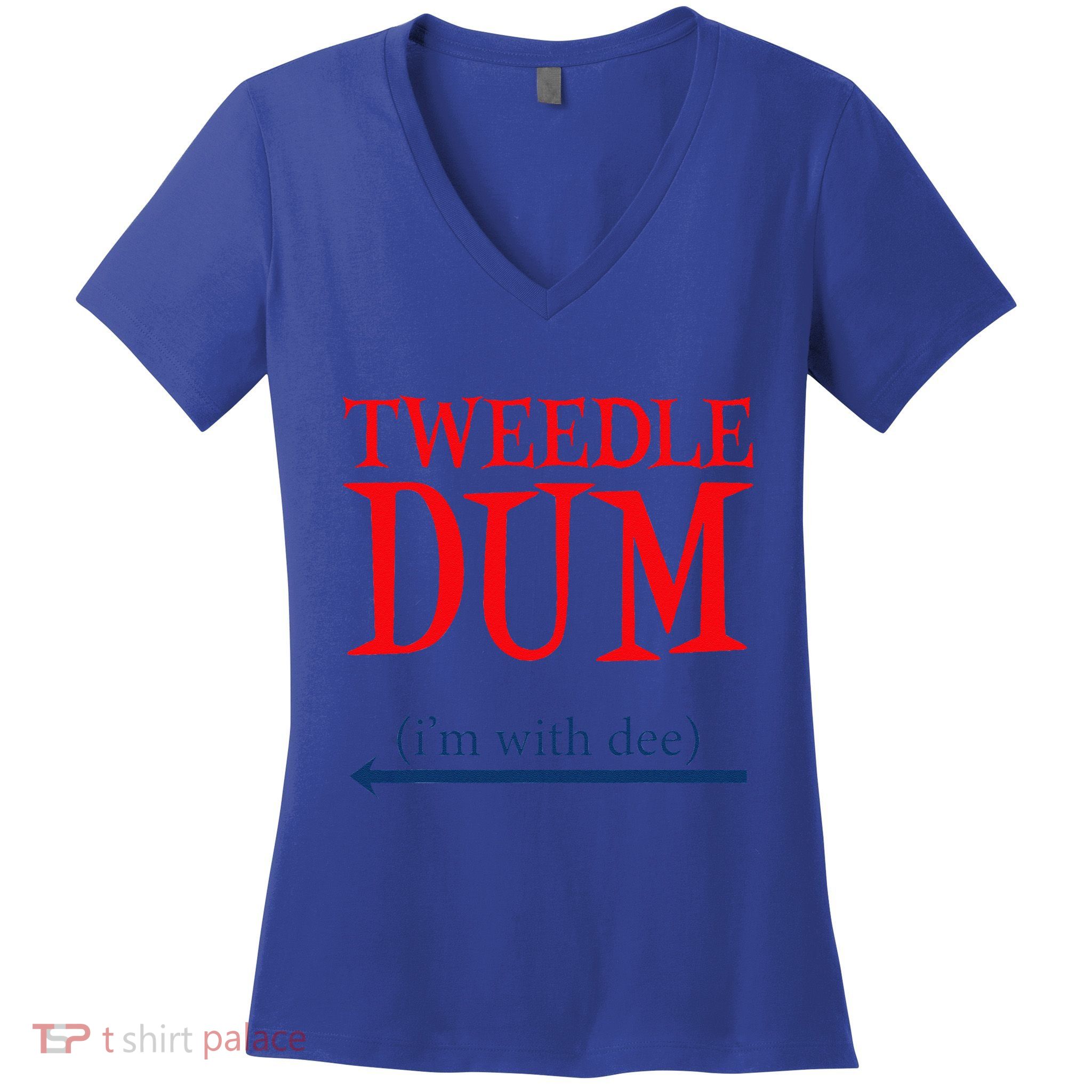 Tweedle Dum IM With Dee Lazy Couple Halloween Costumes Women's V-Neck T-Shirt
