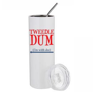 Tweedle Dum IM With Dee Lazy Couple Halloween Costumes Stainless Steel Tumbler