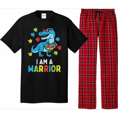 Trex Dino I Am A Warrior Autism Awareness Pajama Set