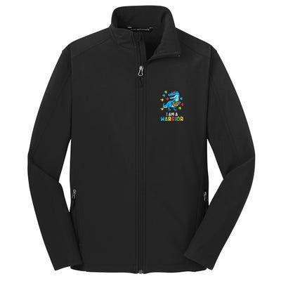 Trex Dino I Am A Warrior Autism Awareness Core Soft Shell Jacket