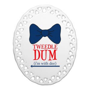 Tweedle Dum IM With Dee Lazy Couple Halloween Costumes Ceramic Oval Ornament