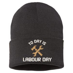 To Day Is Labor Day Gift Sustainable Knit Beanie