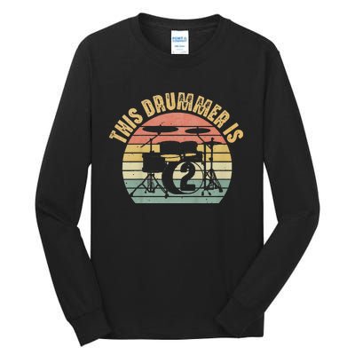 This Drummer Is 2nd Birthday Drum Set Drumming Tall Long Sleeve T-Shirt