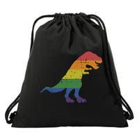 TRex Dinosaur In Rainbow Flag For Pride Month Awareness Drawstring Bag